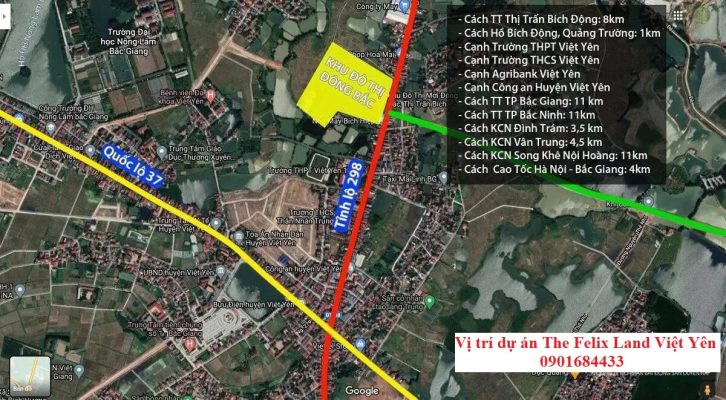 Vị trí Dự án The Felix Land Việt Yên