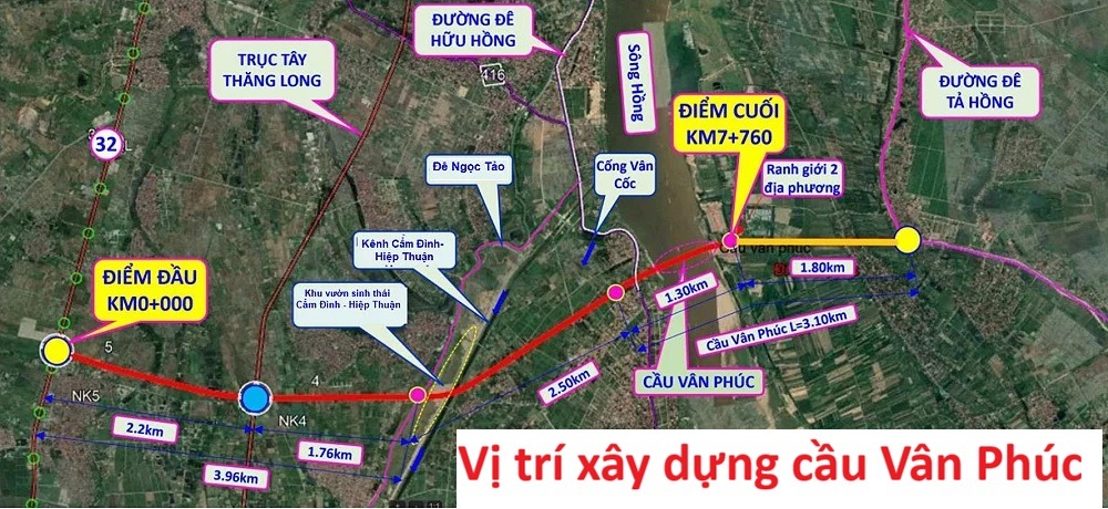 Vị trí xây dựng cầu Vân Phúc