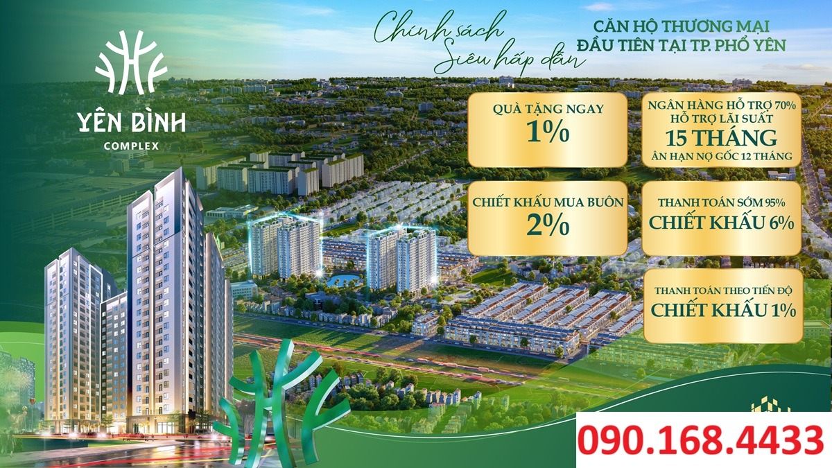 Giá bán chung cư Yên Bình Complex Phổ Yên - 0901684433