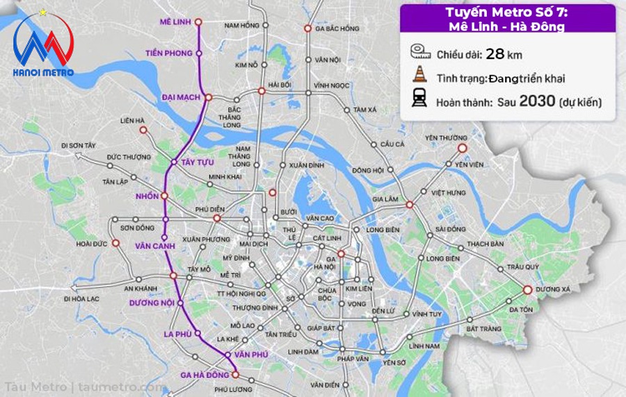 Tuyến Metro số 7 Mê Linh Hà Đông
