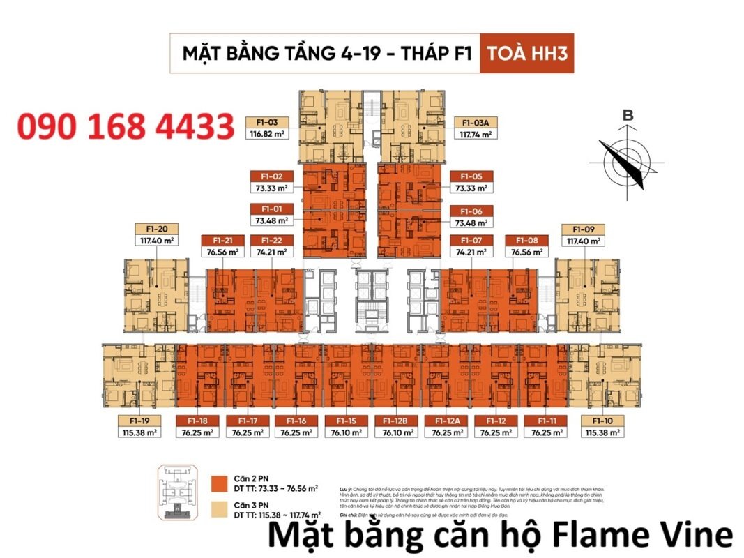 Mặt bằng căn hộ Flame Vine Hinode Royal Park - 0901684433