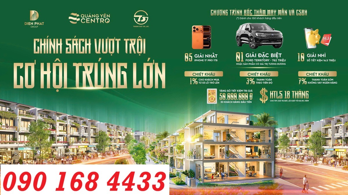 Chính sách bán hàng Quảng Yên Centro mới nhất - 0901684433